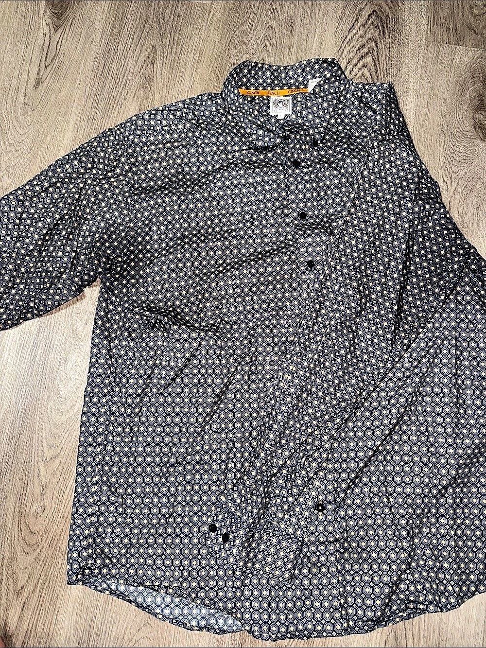 Cinch Men's Geometric Print Black Long Sleeve Button Down Western Shirt